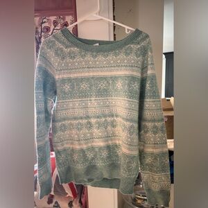 J. Crew Mint Green Patterned Sweater